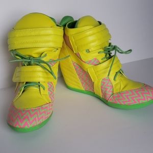 Privileged Electric neon high top wedge sn…